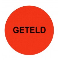 F914 rol @ 2.000 etiketten permanent rond 35 mm fluor rood met zwart bedrukt geteld F914 rol @ 2.000 etiketten permanent rond 35 mm fluor rood met zwart bedrukt geteld
